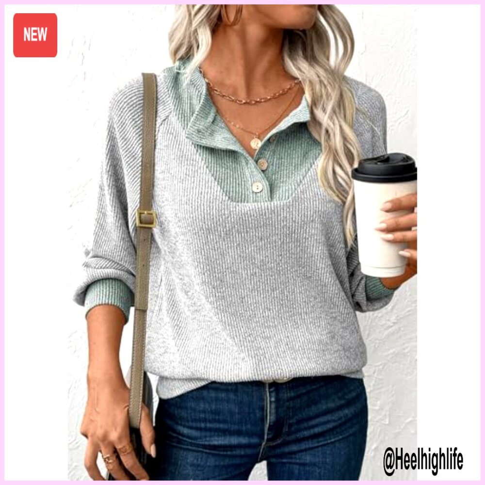 Long Sleeve Patchwork Pullover Sweatshirt, Oversi… - image 5